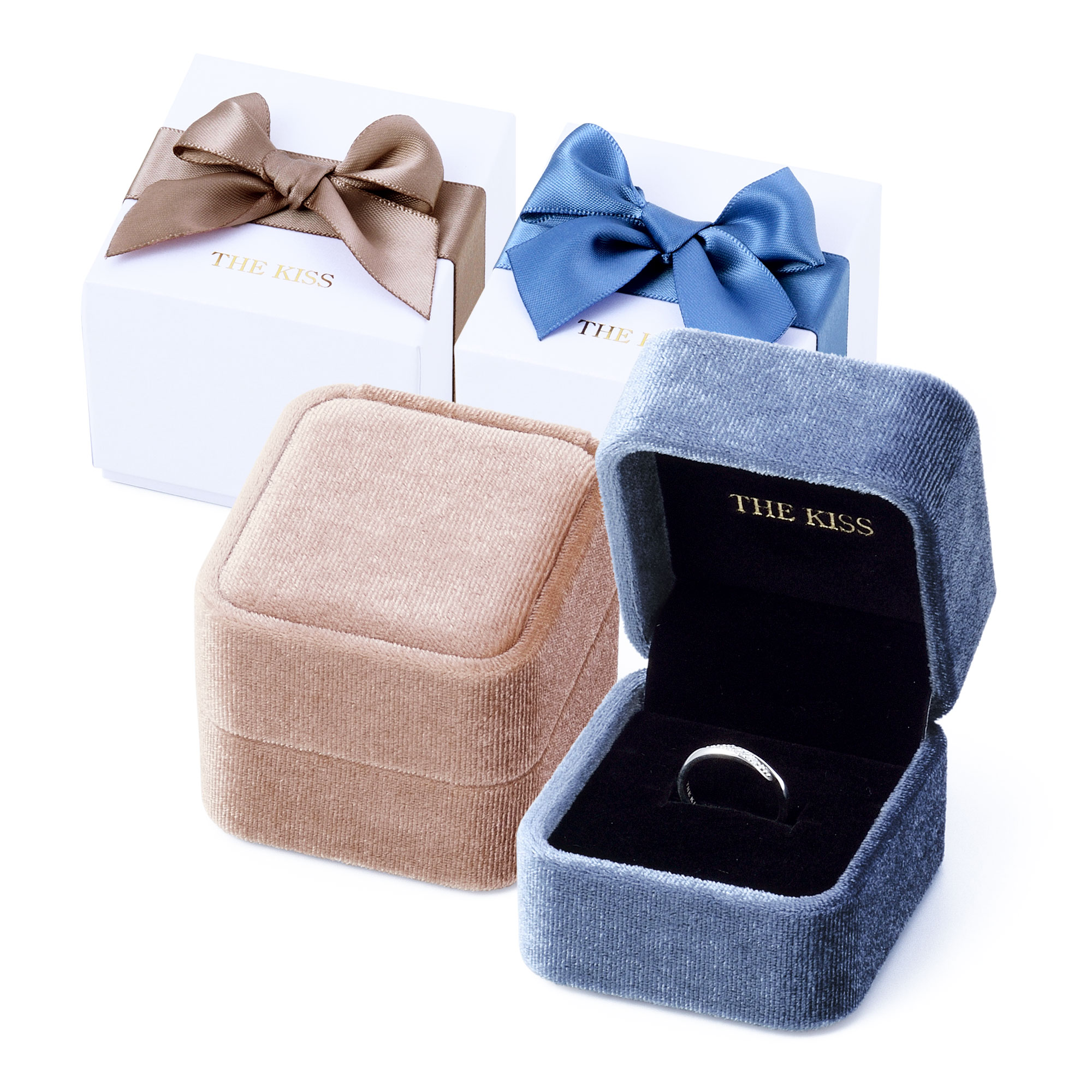 【Christmas Collection 2025】数量限定ベージュ&ブルーグレースクエア ジュエリーボックス