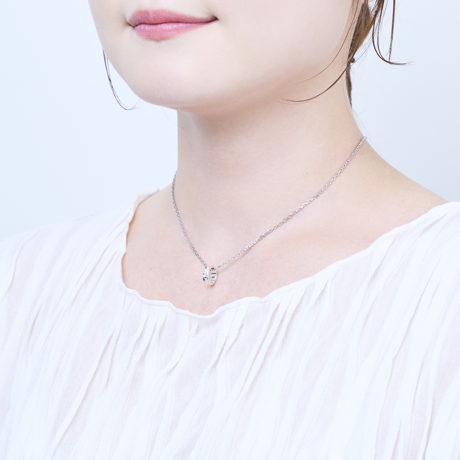 シルバー カットデザイン ネックレスチャ…