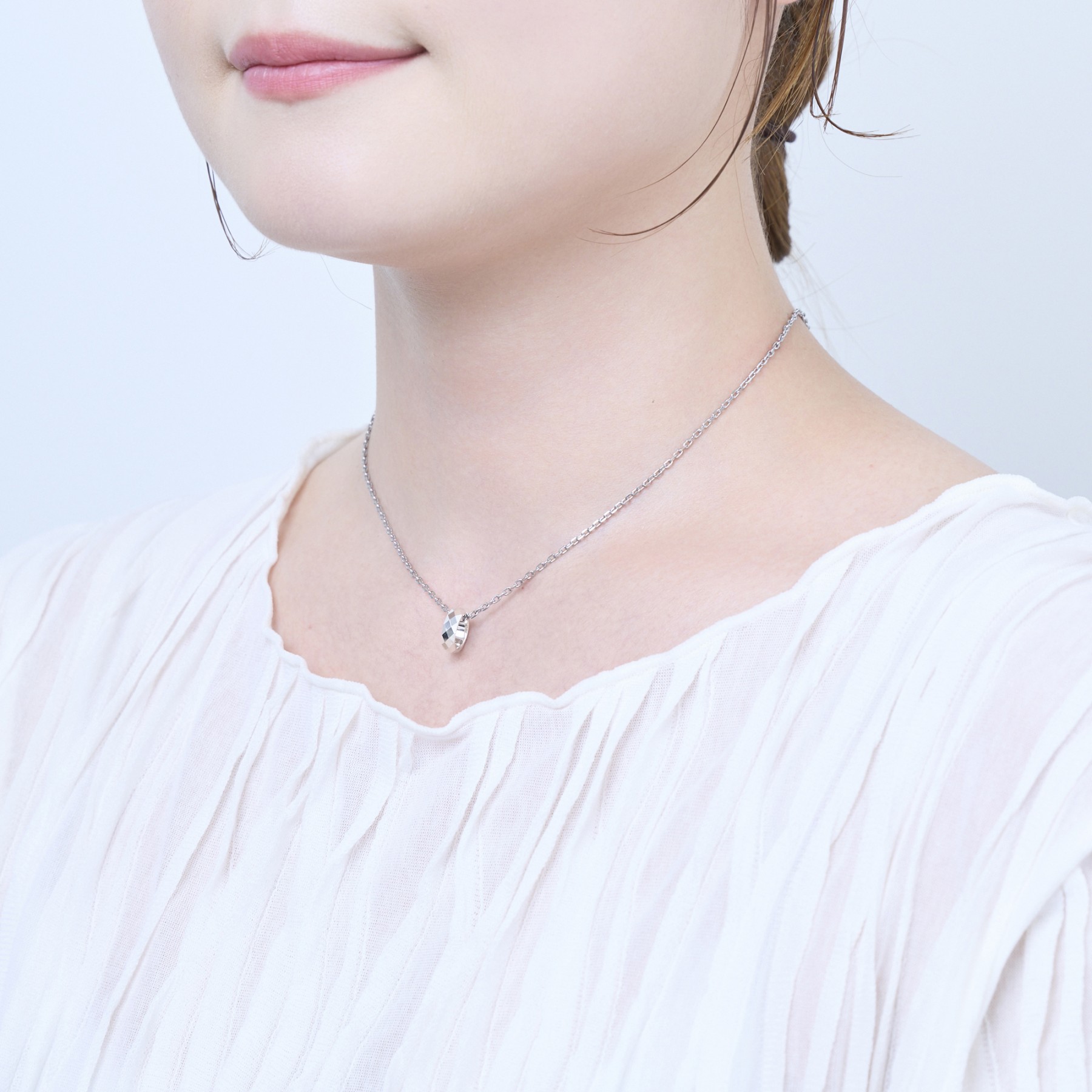 シルバー カットデザイン ネックレスチャ…