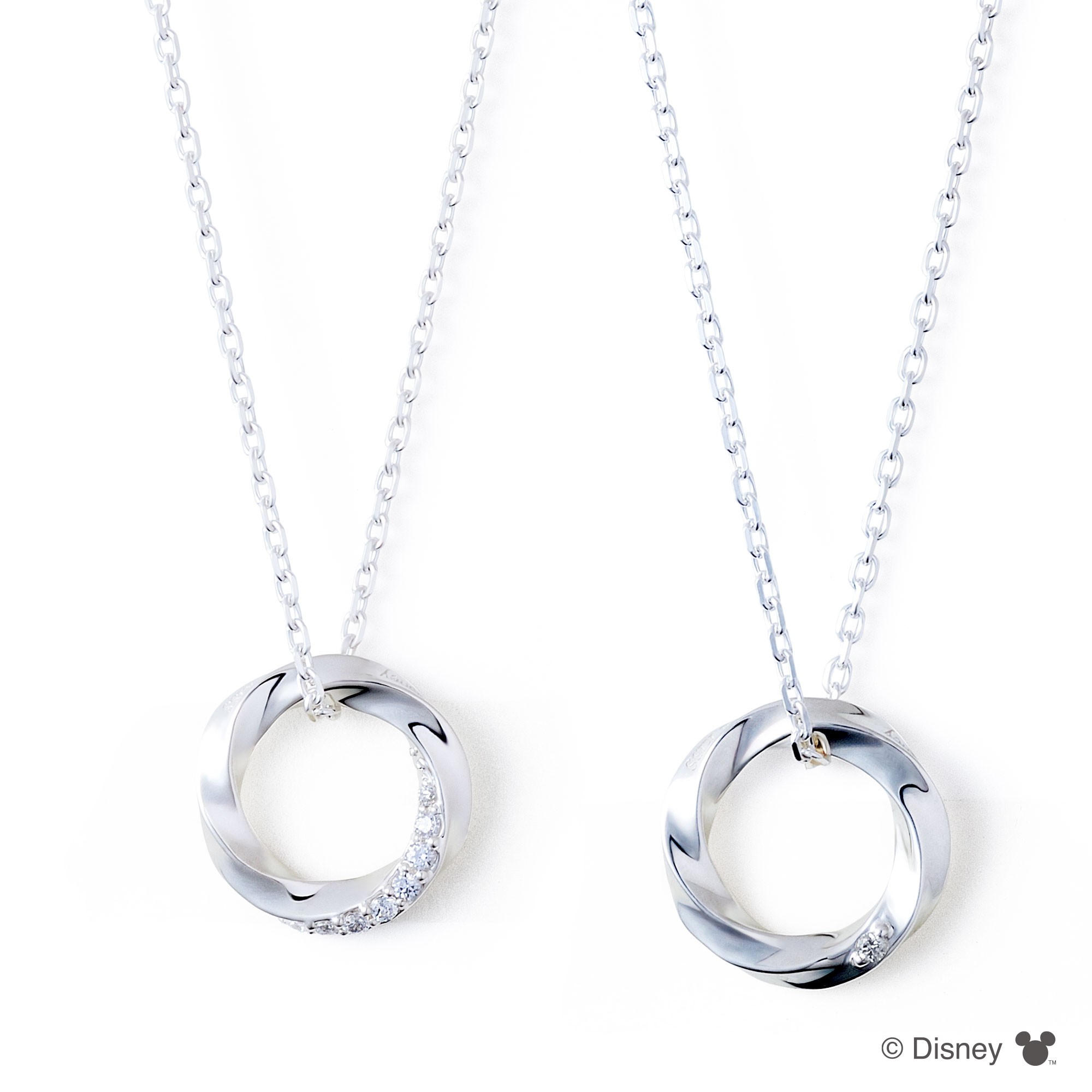 ディズニー ミッキー / シルバー ペア ネックレス DI-SN1411CZ-1412CZ