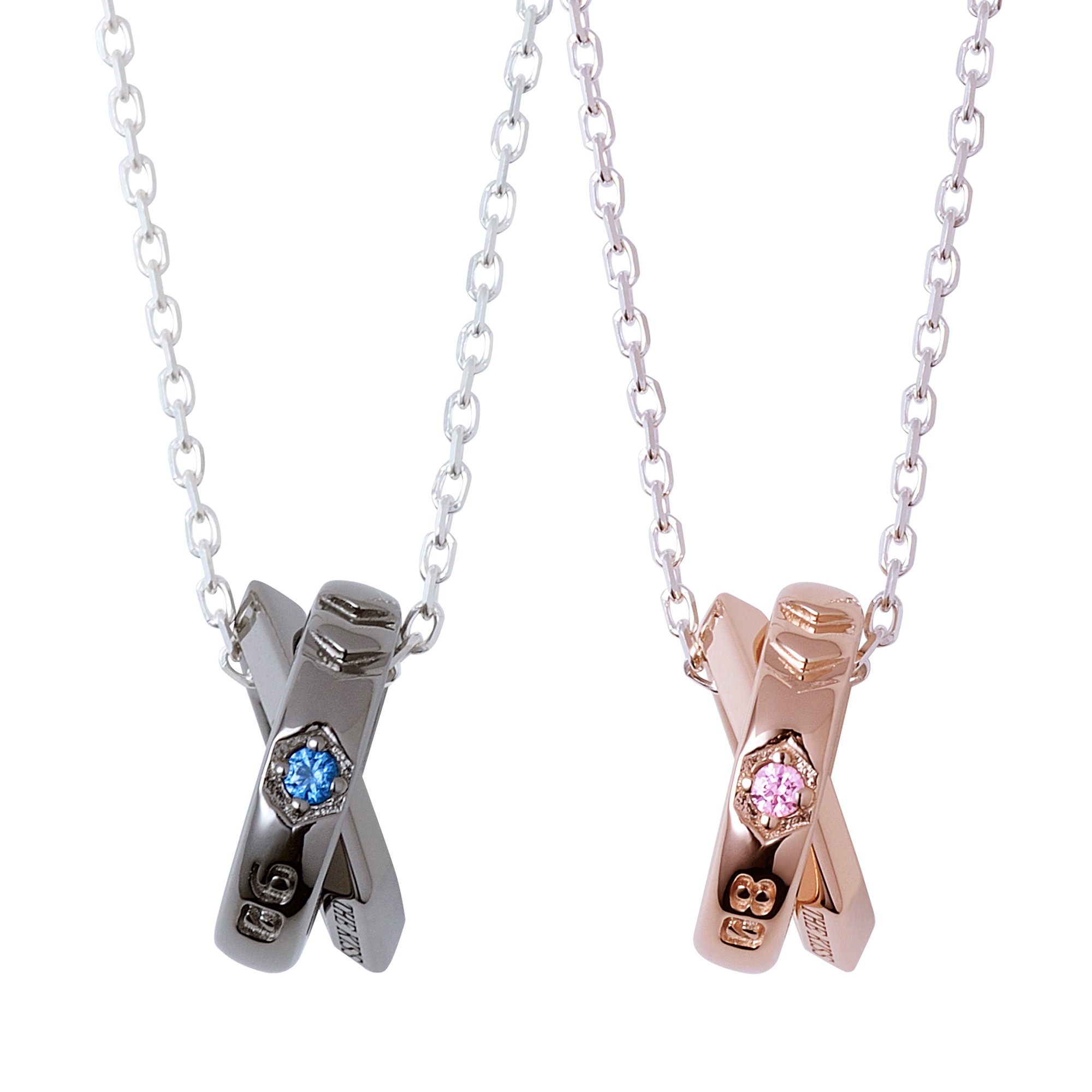 アクセサリー ES Web限定】シルバー ペア ネックレス SPD1428CZ-1429｜THE KISS（ザ