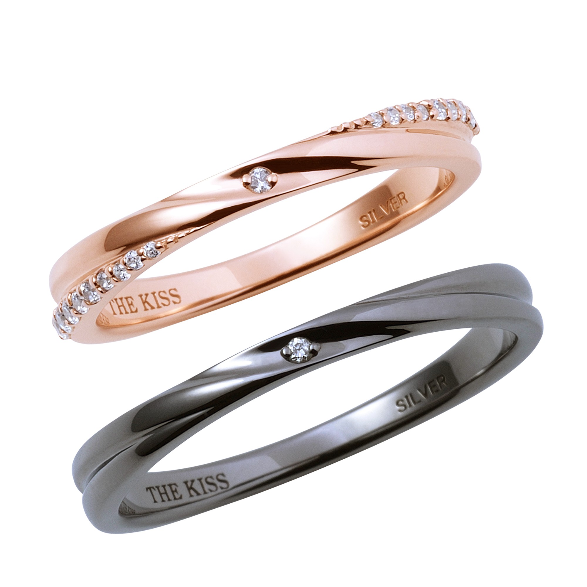 ピンクゴールド＆ホワイトゴールド ペア リング K-R2201PG-2202WG｜THE