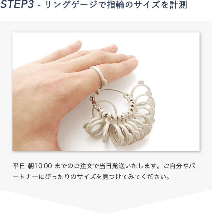 STEP3 リングゲージで指輪のサイズを計測